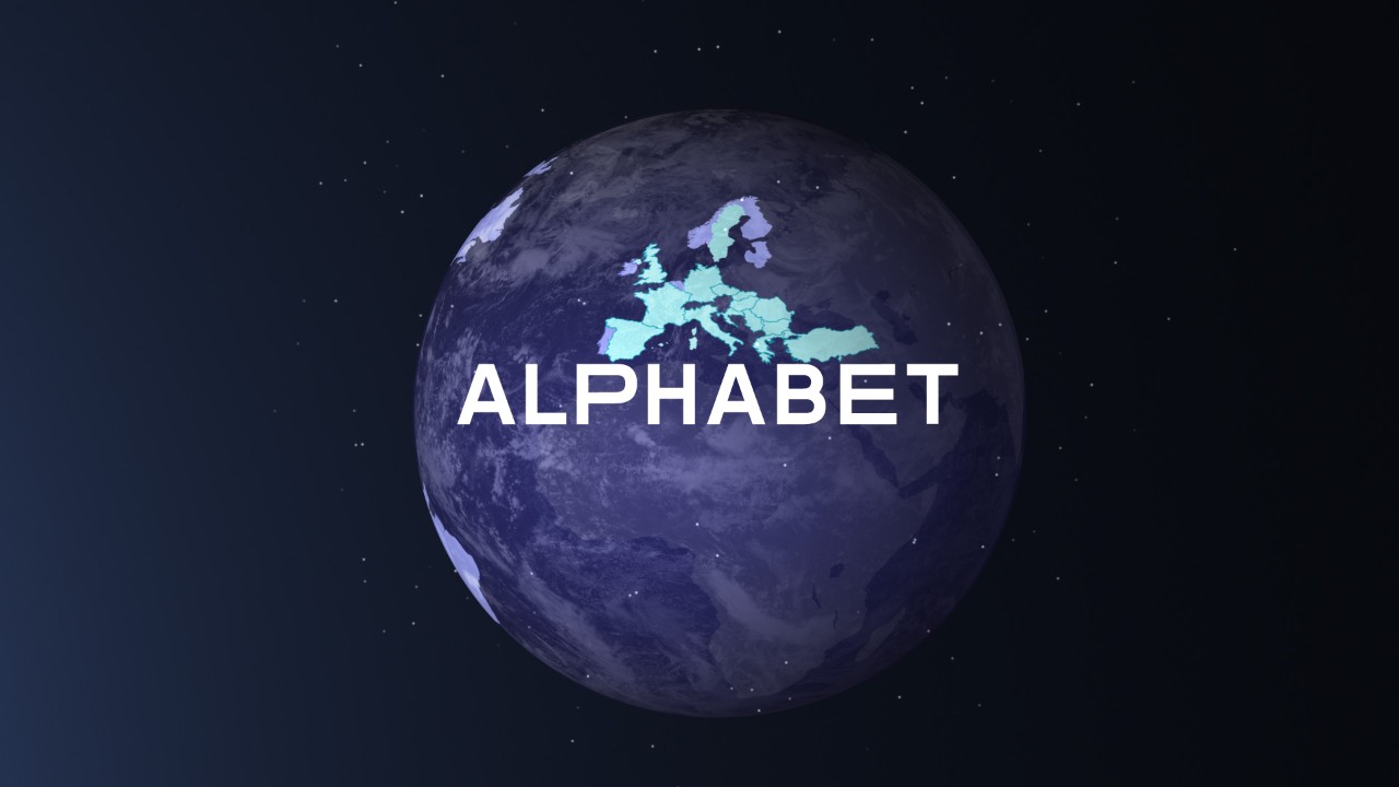 Globe with the Alphabet's logo in front.